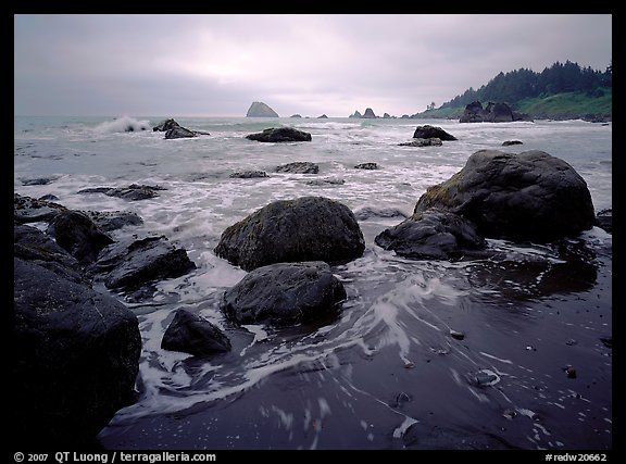 Boulder and surf, Hidden Beach. Redwood National Park (color)