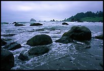 Boulder and surf, Hidden Beach. Redwood National Park, California, USA.