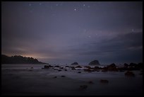 Rocks and seastacks at night, False Klamath Cove. Redwood National Park ( color)