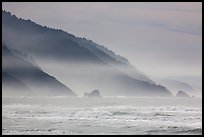 Surf and Coastal hills, Crescent Beach. Redwood National Park, California, USA.