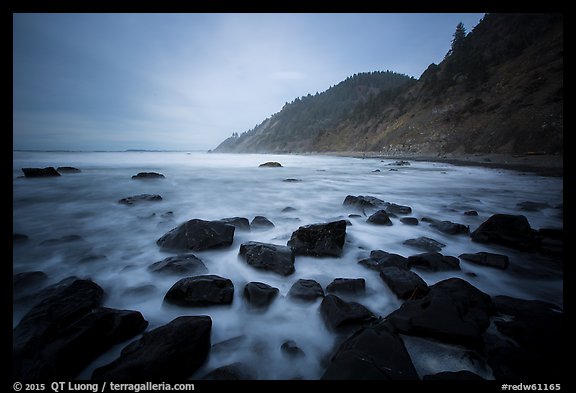 Rocks, surf in long exposure, Enderts Beach. Redwood National Park (color)