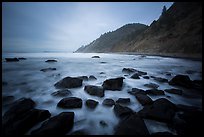 Rocks, surf in long exposure, Enderts Beach. Redwood National Park, California, USA.