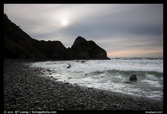 Sun, surf, and pebbles, Enderts Beach. Redwood National Park (color)