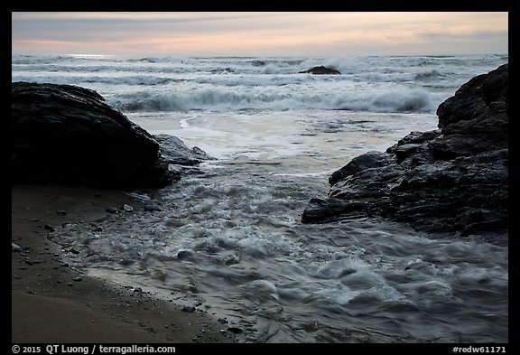 Stream meeting ocean, Enderts Beach. Redwood National Park (color)