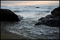 Stream meeting ocean, Enderts Beach. Redwood National Park, California, USA.