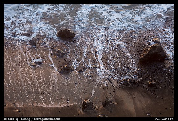 Beach and surf from above. Redwood National Park, California, USA.