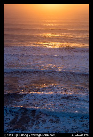 Waves lit by setting sun from above. Redwood National Park (color)