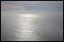 Ocean with sun reflection and fog. Redwood National Park, California, USA.