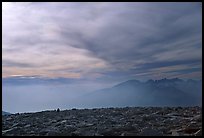 Clouds and distant range from Mt Whitney summit. Sequoia National Park, California, USA. (color)