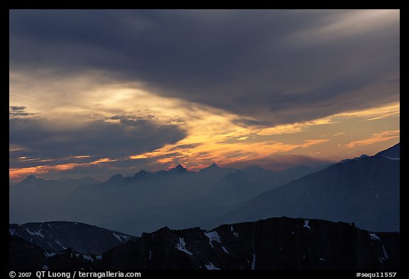 Clouds and mountain range at sunset. Sequoia National Park (color)