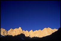 Mt Whitney range at sunrise and blue sky. Sequoia National Park ( color)