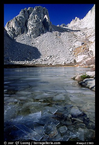 Frozen lake near Trail Camp. Sequoia National Park, California, USA.