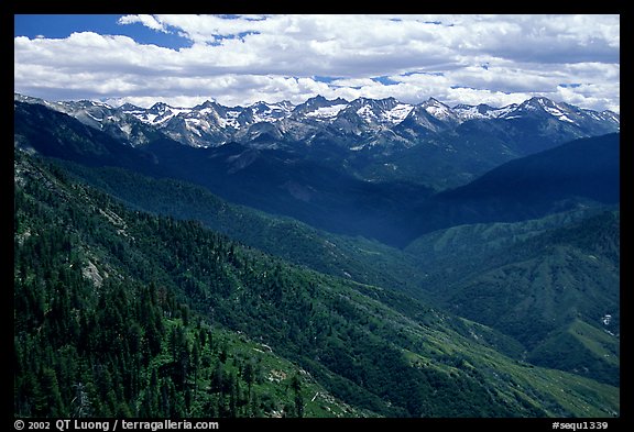 Panorama of  Western Divide from Moro Rock. Sequoia National Park (color)