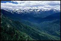 Panorama of  Western Divide from Moro Rock. Sequoia National Park, California, USA. (color)