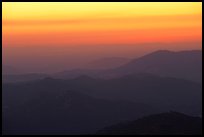 Receding ridge lines of  foothills at sunset. Sequoia National Park ( color)