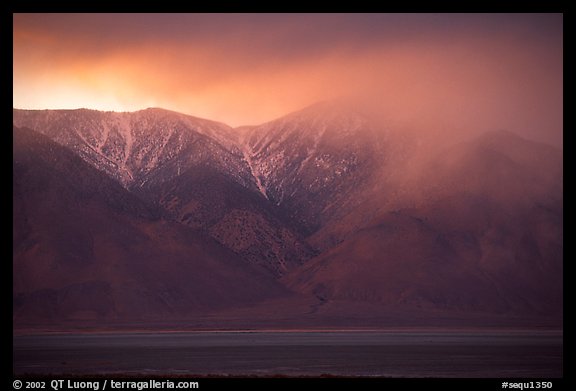Clearing storm over  Sierras from Owens Valley, sunset. Sequoia National Park (color)