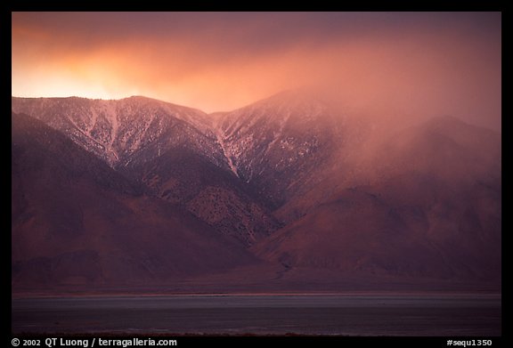 Clearing storm over  Sierras from Owens Valley, sunset. Sequoia National Park, California, USA.