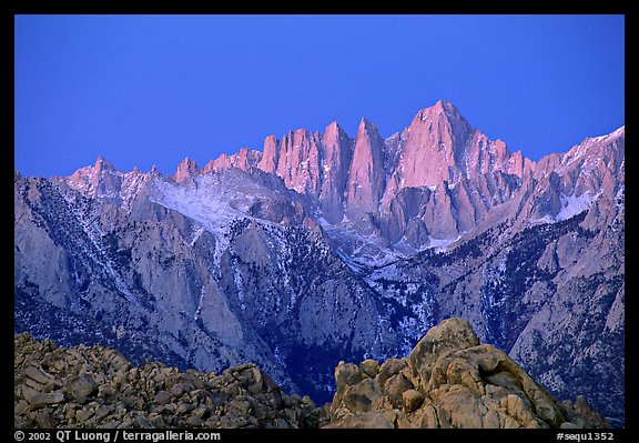 Alabama hills and Mt Whitney, dawn. Sequoia National Park (color)