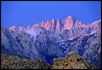 Alabama hills and Mt Whitney, dawn. Sequoia National Park, California, USA.