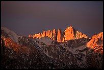 Mt Whitney, sunrise. Sequoia National Park, California, USA. (color)