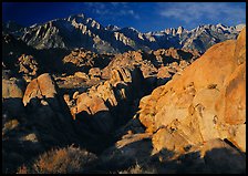 Alabama hills and Sierras, early morning. Sequoia National Park, California, USA.