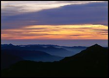 Ridges and sea of clouds at sunset. Sequoia National Park ( color)