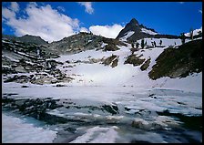 Monarch lake half-frozen in early summer. Sequoia National Park ( color)
