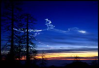 Sky trails at sunset. Sequoia National Park, California, USA.