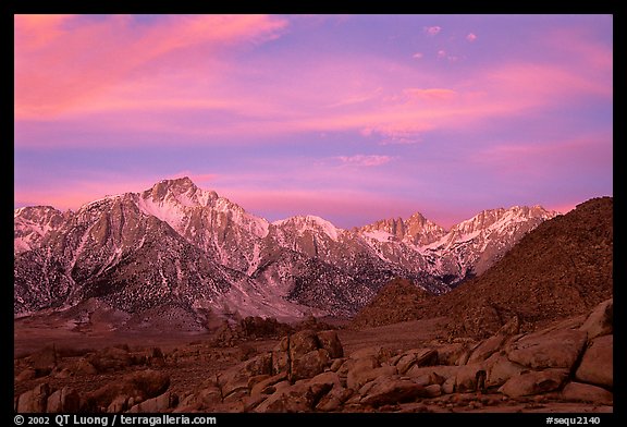 Alabama hills and Sierras, winter sunrise. Sequoia National Park, California, USA.