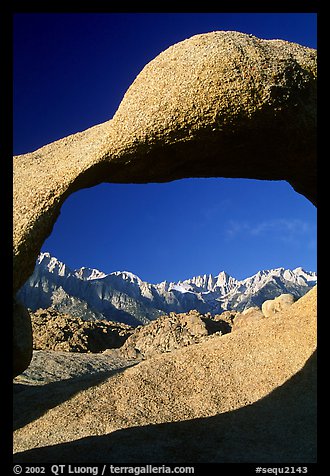 Alabama hills arch II and Sierras, early morning. Sequoia National Park (color)