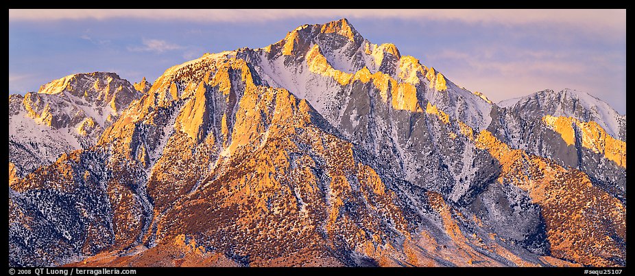 Lone Pine Peak, winter sunrise. Sequoia National Park, California, USA.