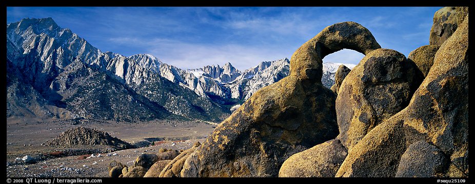 Rock Arch and Sierra Nevada range. Sequoia National Park (color)