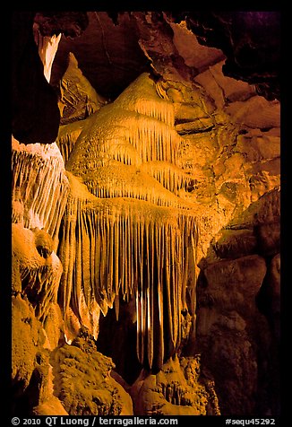 Stalactites and curtains, Crystal Cave. Sequoia National Park, California, USA.