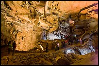 Tourists in huge Subterranean room, Crystal Cave. Sequoia National Park, California, USA.