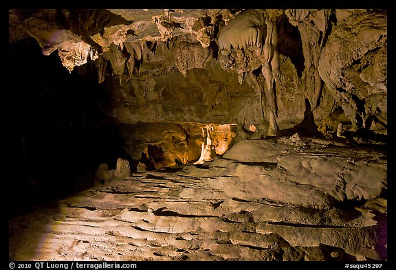 Polished marble and calcite stalactites, Crystal Cave. Sequoia National Park (color)