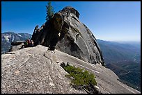 Moro Rock with hikers on path. Sequoia National Park, California, USA.