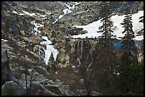 Tokopah Falls cascading down cliffs for 1200 feet. Sequoia National Park, California, USA.