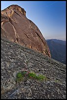 Granite slabs and dome of Moro Rock at sunset. Sequoia National Park, California, USA.