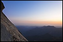 Moro Rock profile and foothills at sunset. Sequoia National Park, California, USA.