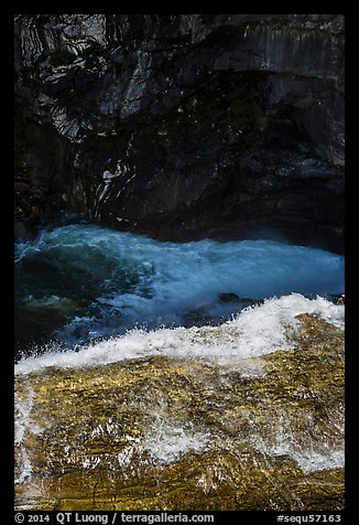 Water dropping into gorge, Marble Fall. Sequoia National Park (color)