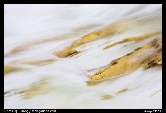 Water flow over white marble rocks. Sequoia National Park (color)