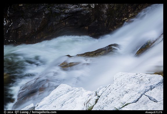 Marble rocks and water cascade. Sequoia National Park (color)