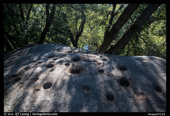 Mortar holes and oak trees near Hospital Rock. Sequoia National Park (color)