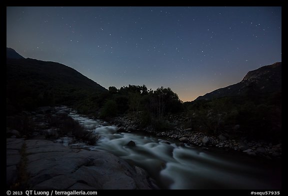 Kaweah River at night. Sequoia National Park, California, USA.