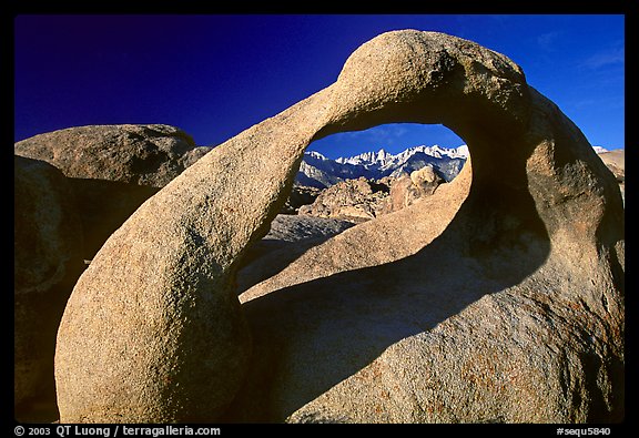 Alabama Hills Arch II and Sierra Nevada, early morning. Sequoia National Park (color)