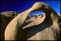 Alabama Hills Arch II and Sierra Nevada, early morning. Sequoia National Park, California, USA.