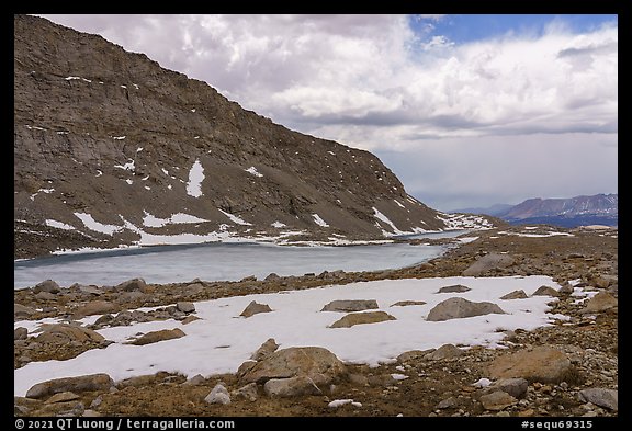 High country with frozen lake in spring. Sequoia National Park (color)