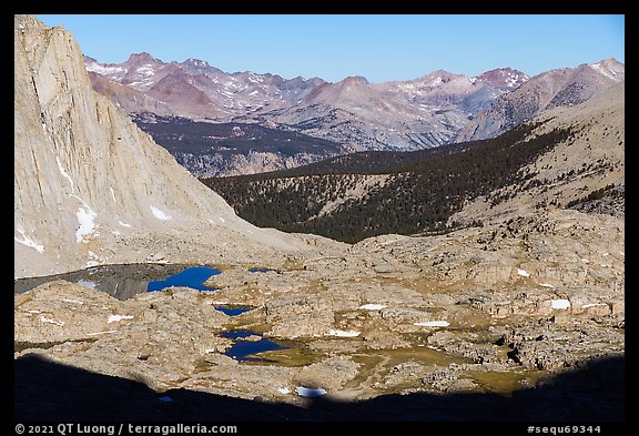 Hitchcock Lakes and Guitar Lake from above. Sequoia National Park (color)