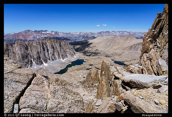 High Sierra View from Mt Whitney Trail Crest. Sequoia National Park (color)