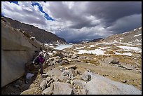 Hiker on John Muir Trail below Forester Pass. Sequoia National Park ( color)